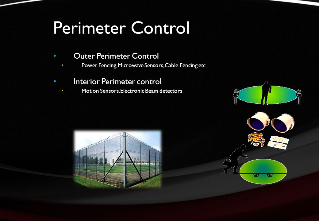 Perimeter Control Outer Perimeter Control  Power Fencing, Microwave Sensors, Cable Fencing etc.