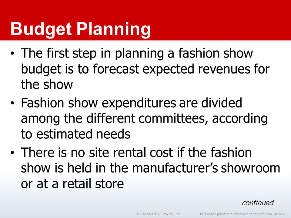fashion show budgets