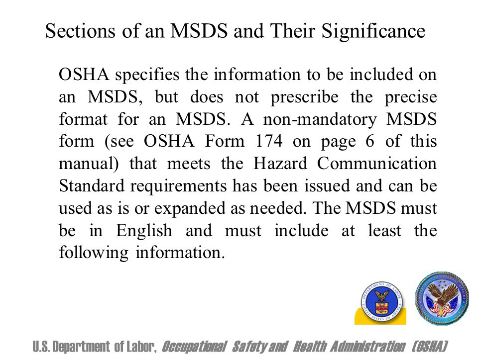 material safety data sheet msds a material safety data sheet msds osha form 174
