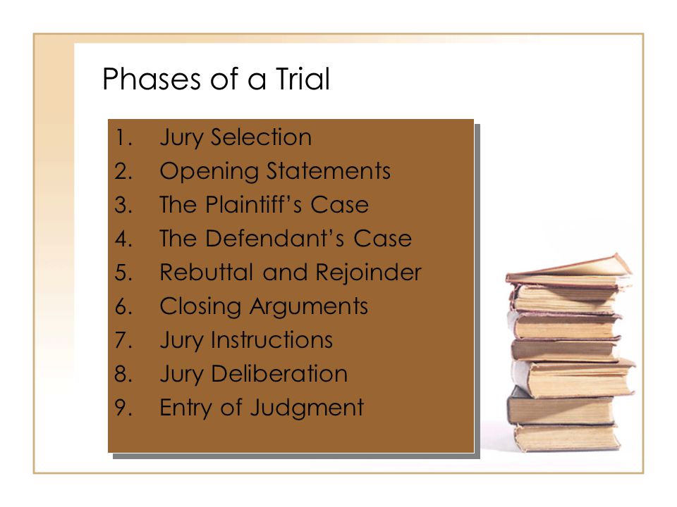 Phases of a Trial 1. Jury Selection 2. Opening Statements 3.