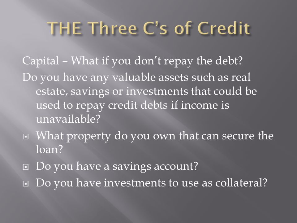 Capital – What if you don’t repay the debt.
