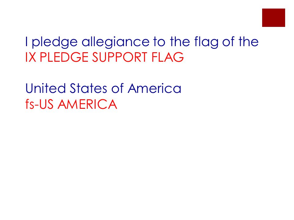 I pledge allegiance to the flag of the IX PLEDGE SUPPORT FLAG United States of America fs-US AMERICA