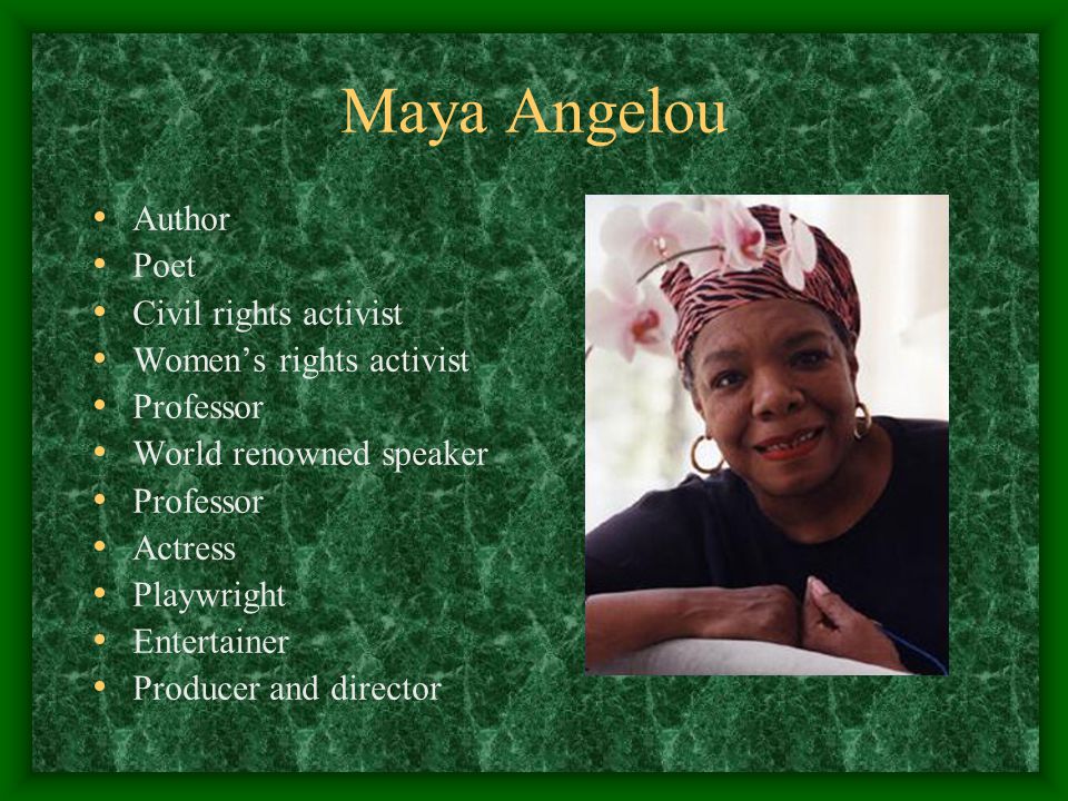 maya angelou 4 essay Maya angelou essays maya angelou is one of the great figures in contemporary american literature her poetry helps spread the word of equality to african american women and to all those who are oppressed. maya angelou 4 essay Maya angelou essays maya angelou is one of the great figures in contemporary american literature her poetry helps spread the word of equality to african american women and to all those who are oppressed.