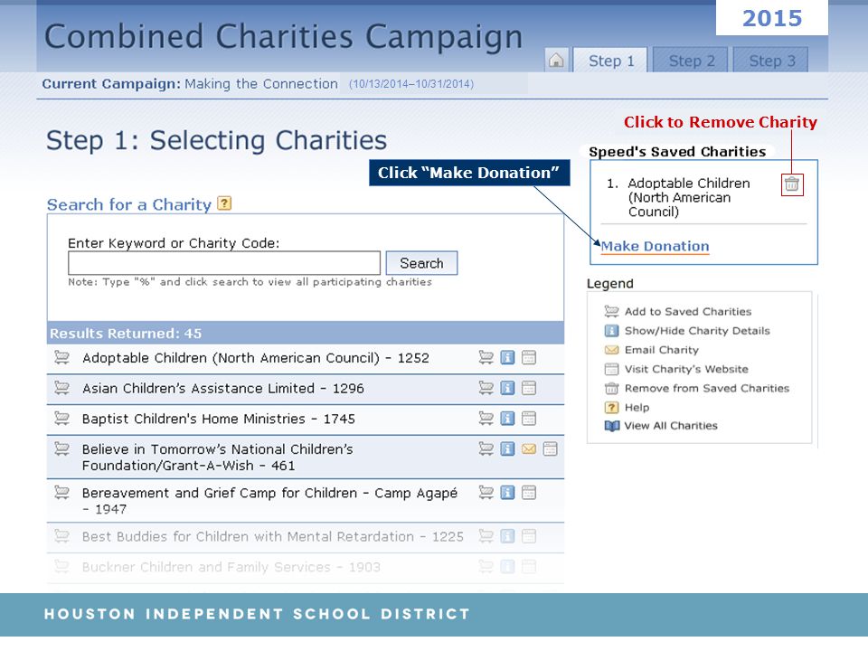 Click to Remove Charity Click Make Donation (10/13/2014–10/31/2014) 2015