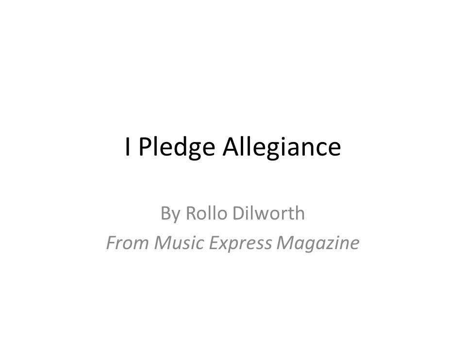 I Pledge Allegiance By Rollo Dilworth From Music Express Magazine
