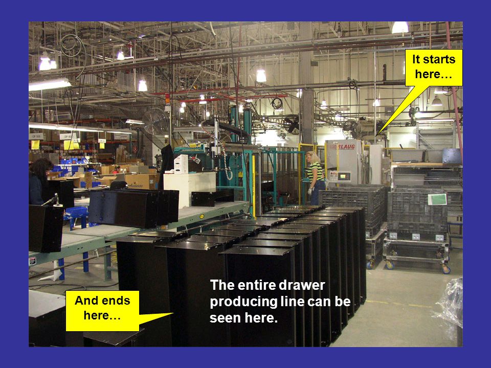 The entire drawer producing line can be seen here. It starts here… And ends here…