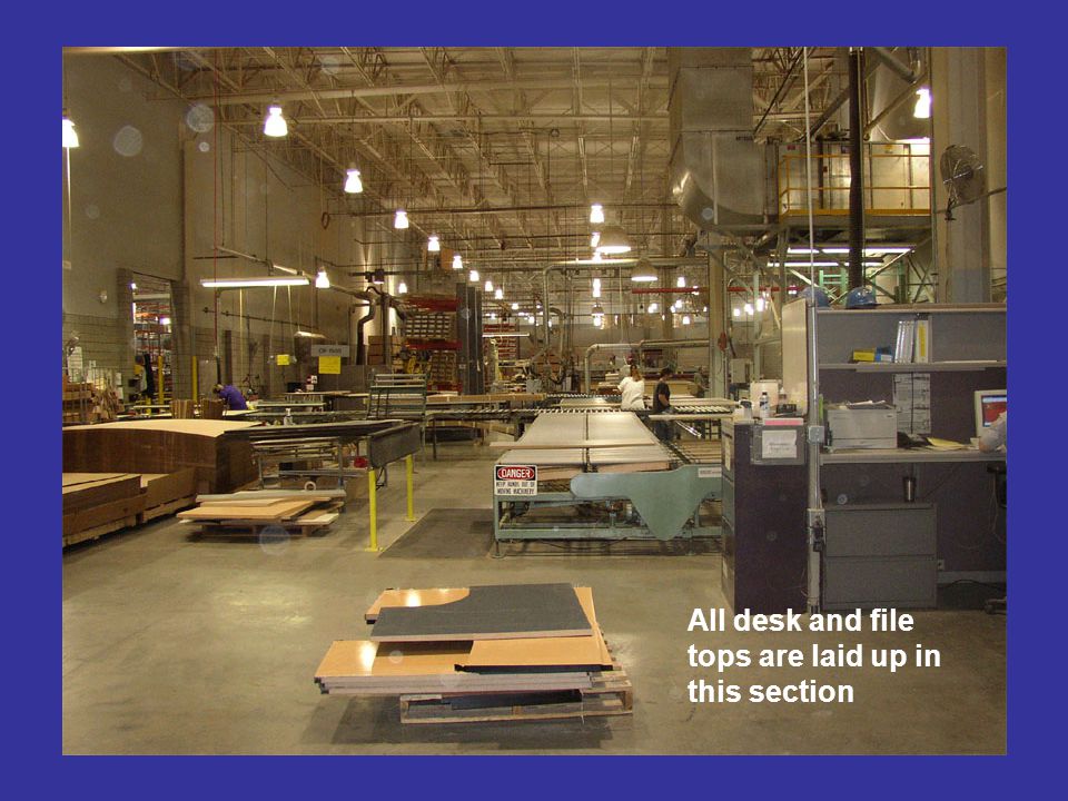 All desk and file tops are laid up in this section