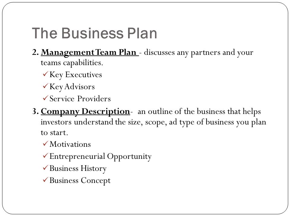 Management Team In A Business Plan