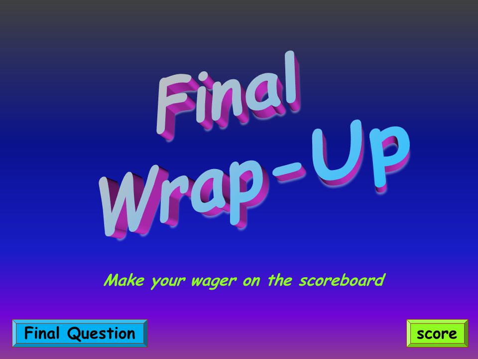 Make your wager on the scoreboard scoreFinal Question