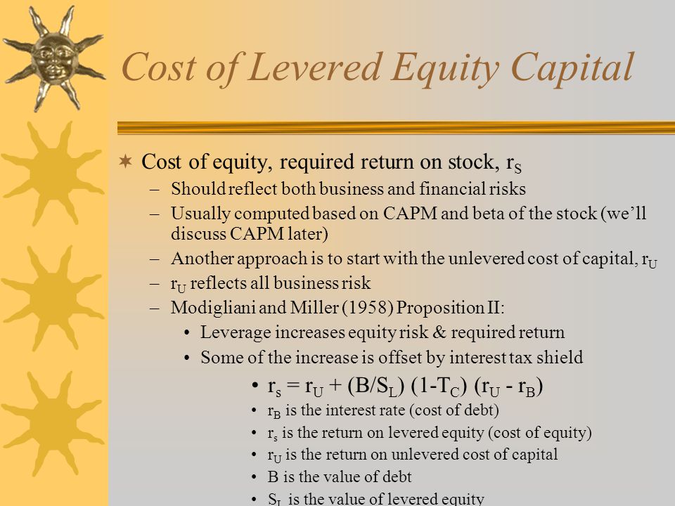 equity capital free of cost equity capital free of cost