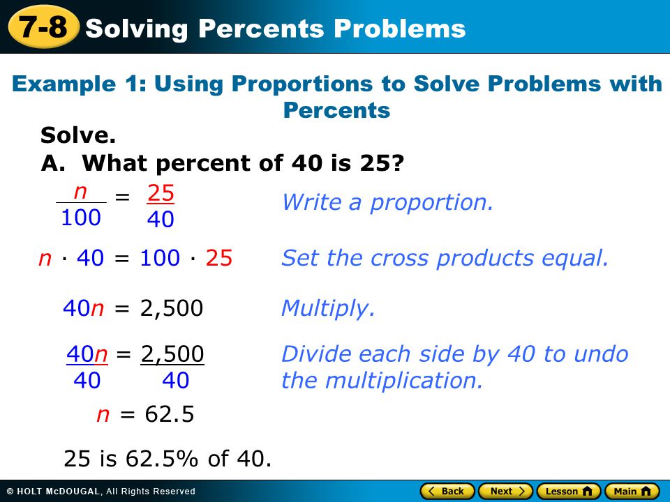 7-8 Solving Percents Problems Solve.
