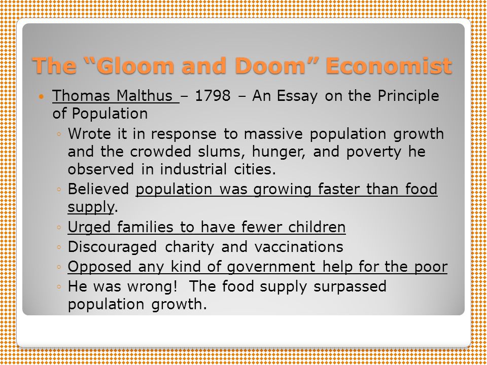 Malthus an essay on the principle of population