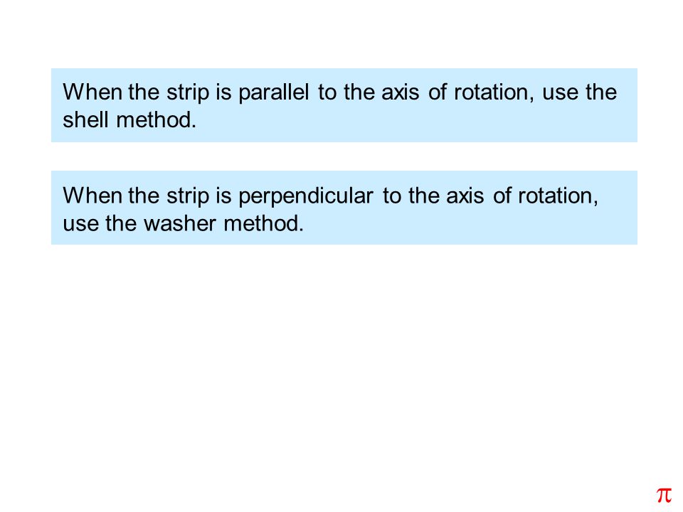 When the strip is parallel to the axis of rotation, use the shell method.