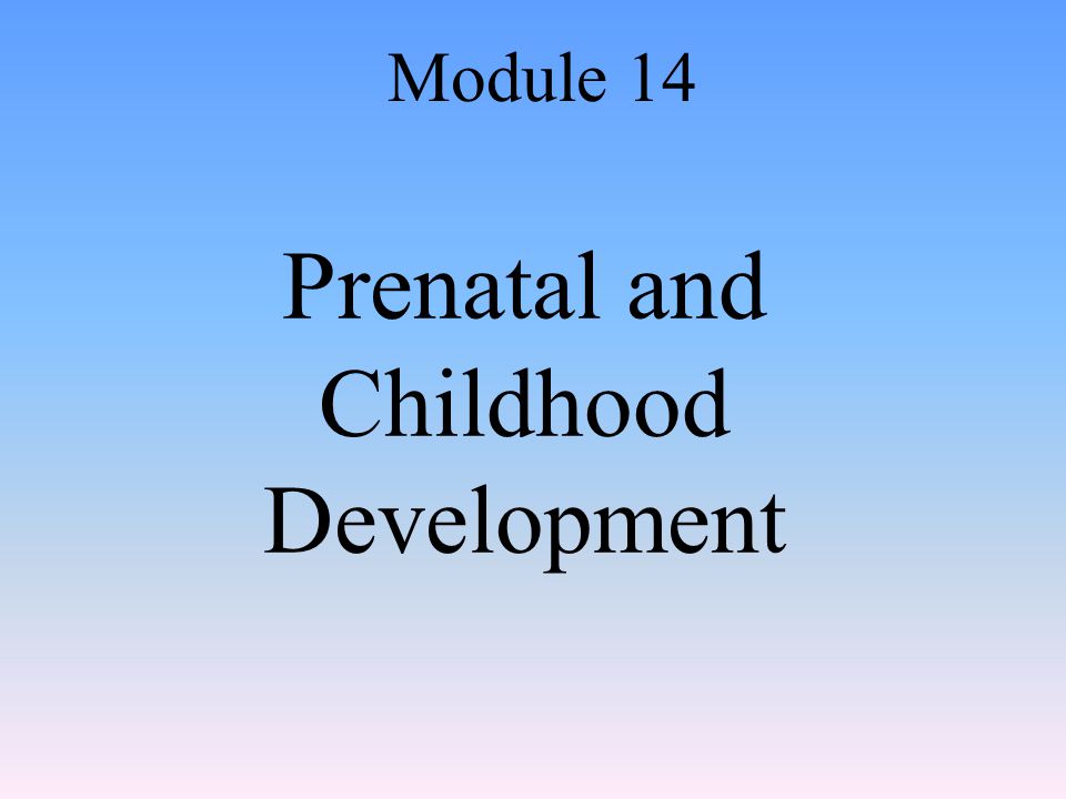 Prenatal and Childhood Development Module 14