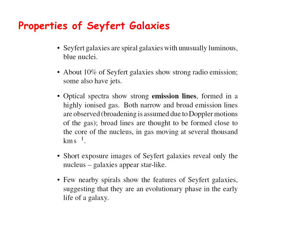 Properties of Seyfert Galaxies