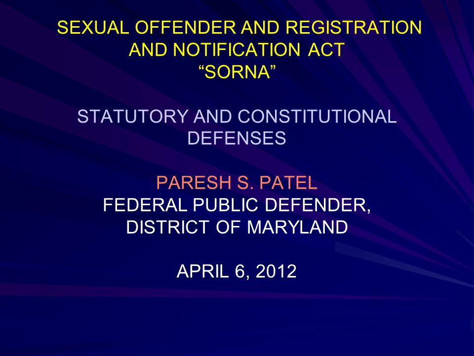 Sex offender registration and notification act sorna