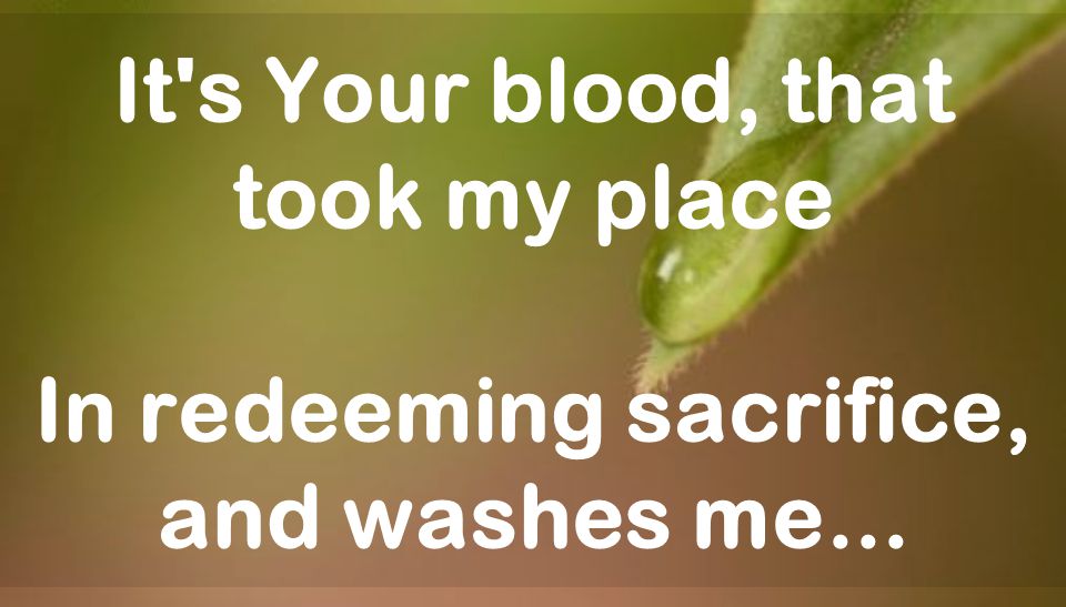 It s Your blood, that took my place In redeeming sacrifice, and washes me...