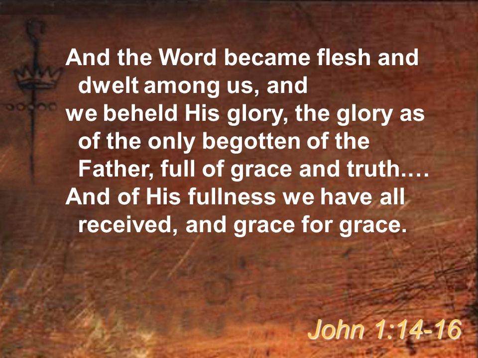And the Word became flesh and dwelt among us, and we beheld His glory, the glory as of the only begotten of the Father, full of grace and truth.… And of His fullness we have all received, and grace for grace.