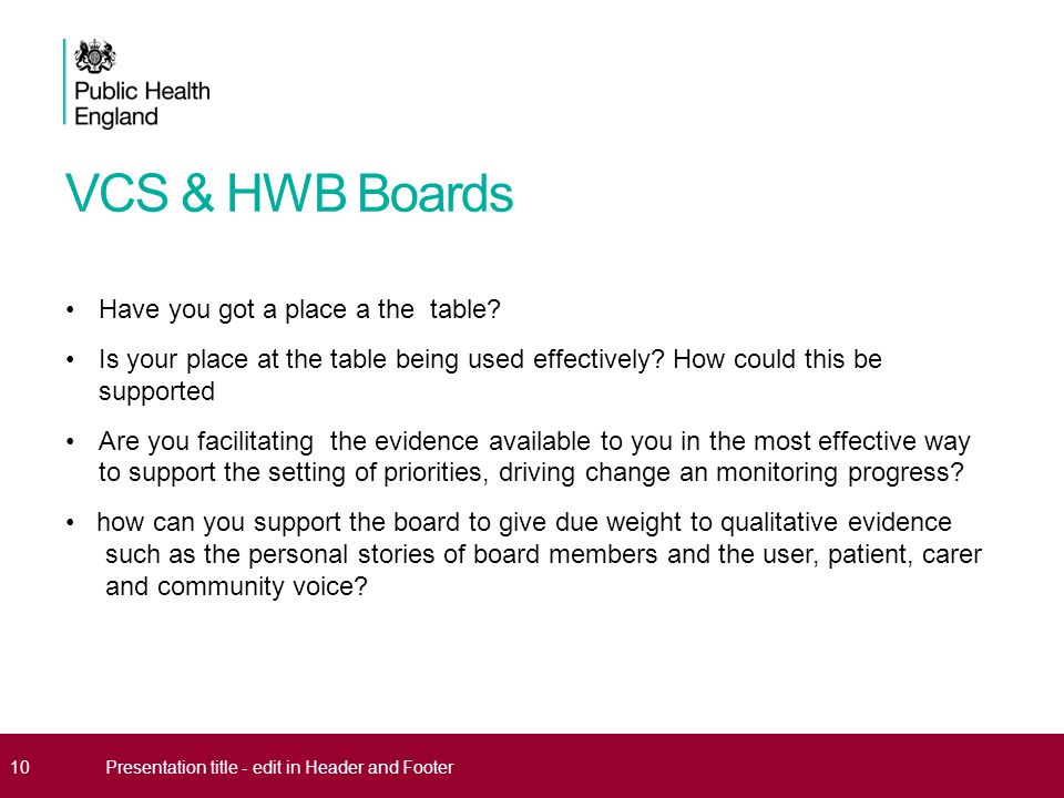 VCS & HWB Boards Have you got a place a the table.