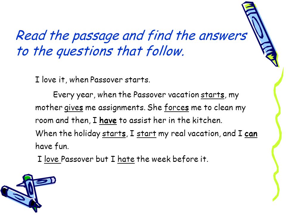 Worksheets Read The Passage present simple what when how revision read the passage and find answers to questions that follow i love it