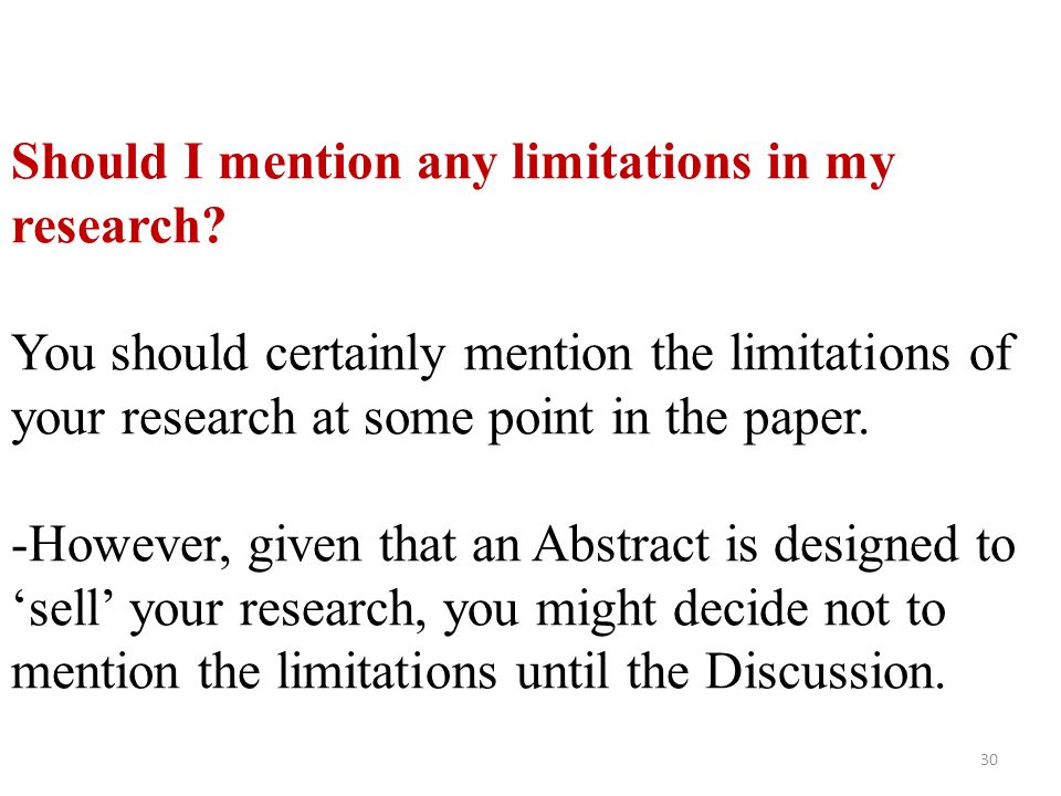 Thesis Limitations