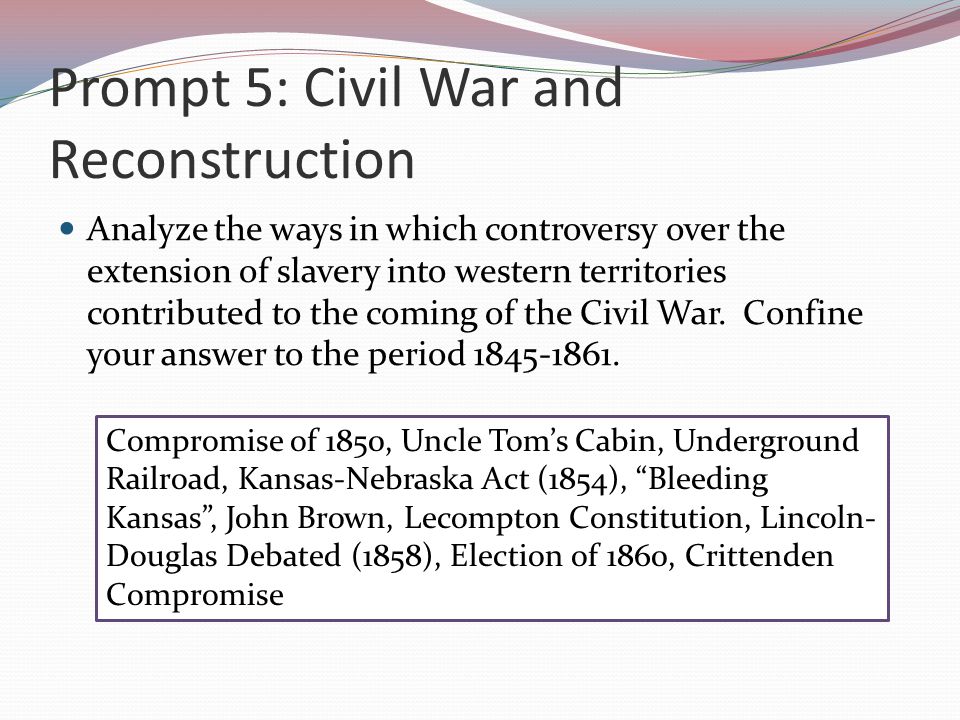 civil war reconstruction period essay Reconstruction essay 4 pages 924 words reconstruction was the period of 'repair' after the civil war it was to repair the north and south, politically, socially, and economically it was also to rejoin the south back into the union. civil war reconstruction period essay Reconstruction essay 4 pages 924 words reconstruction was the period of 'repair' after the civil war it was to repair the north and south, politically, socially, and economically it was also to rejoin the south back into the union.