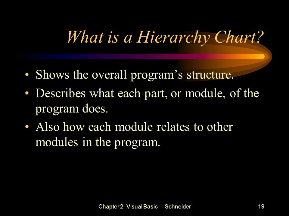 Chapter 2- Visual Basic Schneider19 What is a Hierarchy Chart.
