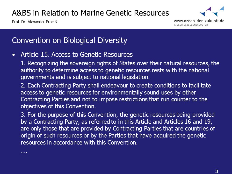 3 A&BS in Relation to Marine Genetic Resources Prof.