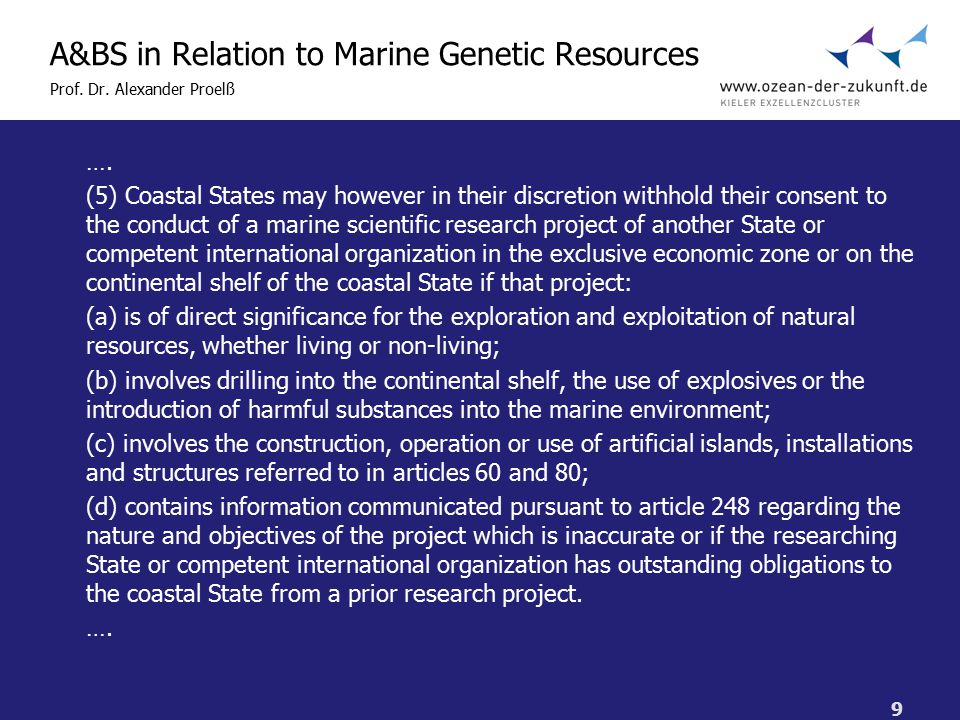 9 A&BS in Relation to Marine Genetic Resources Prof.