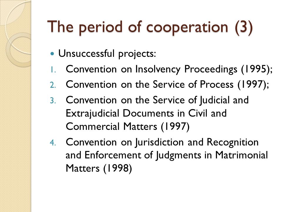 The period of cooperation (3) Unsuccessful projects: 1.