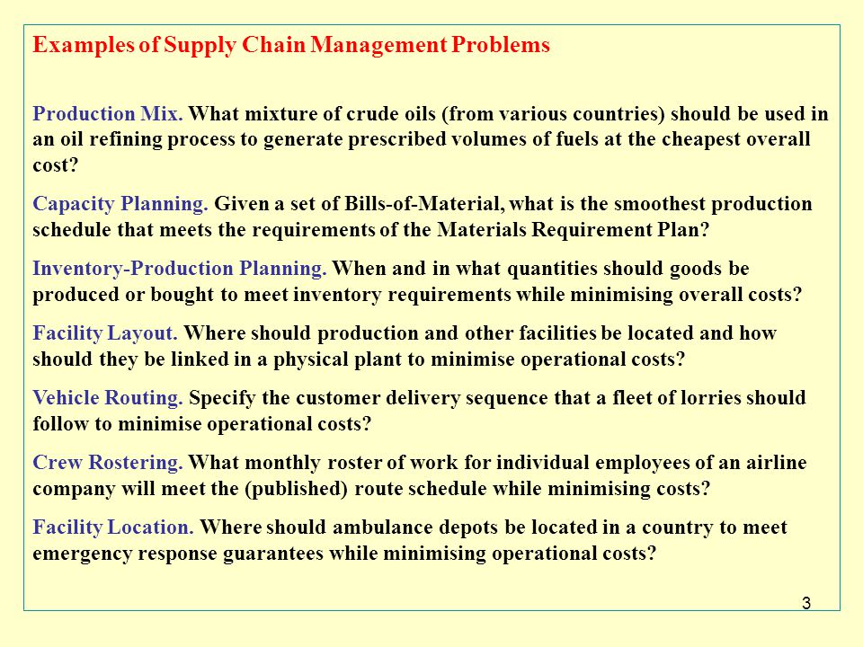 1 2 overview examples of supply chain management problems some bill of material examples