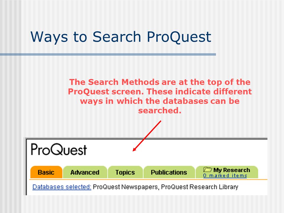 How to Search Only One of the Databases To access ONLY one of the Databases: 1.