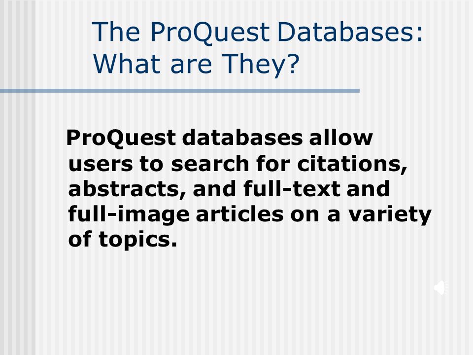 ProQuest Databases