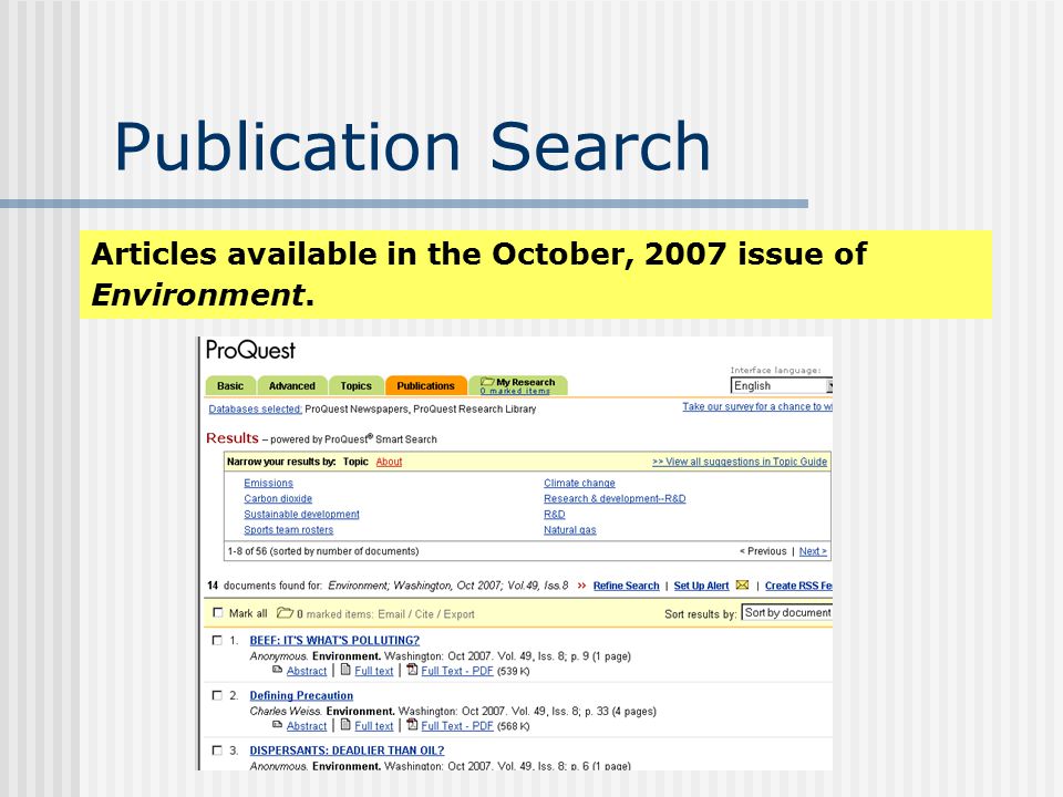 Publication Search A listing of available issues will appear.