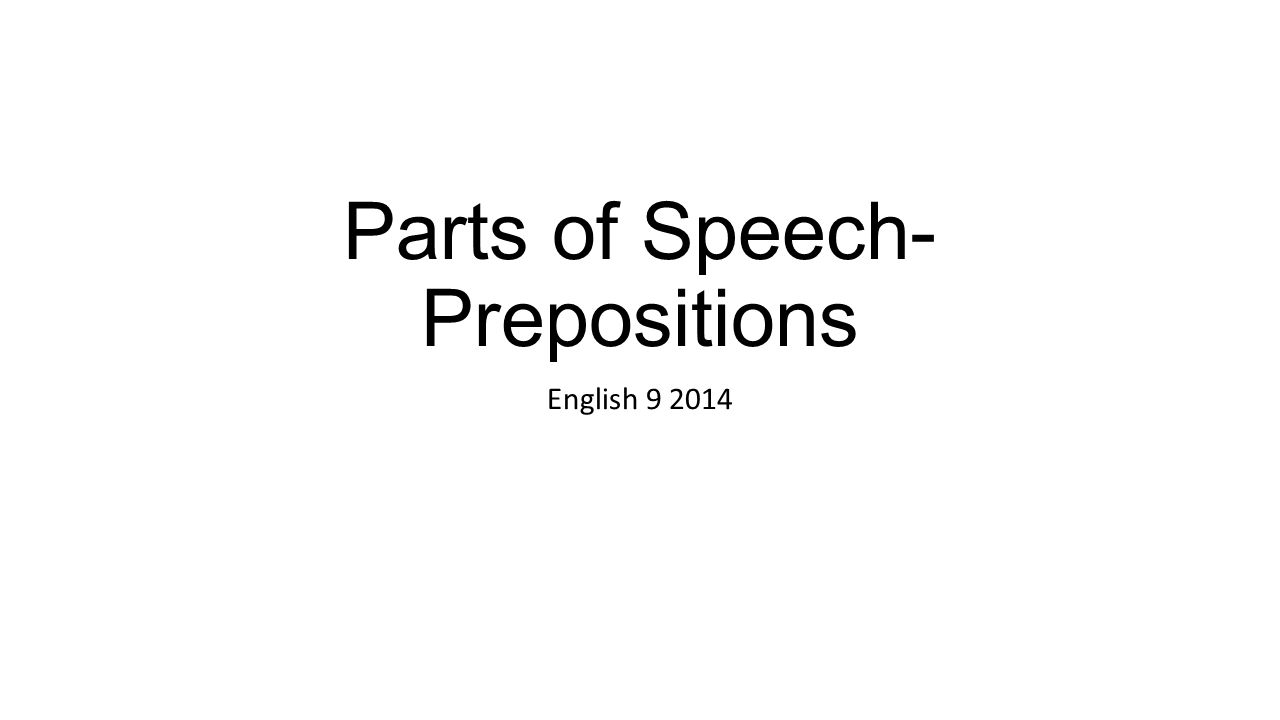 Parts of Speech- Prepositions English