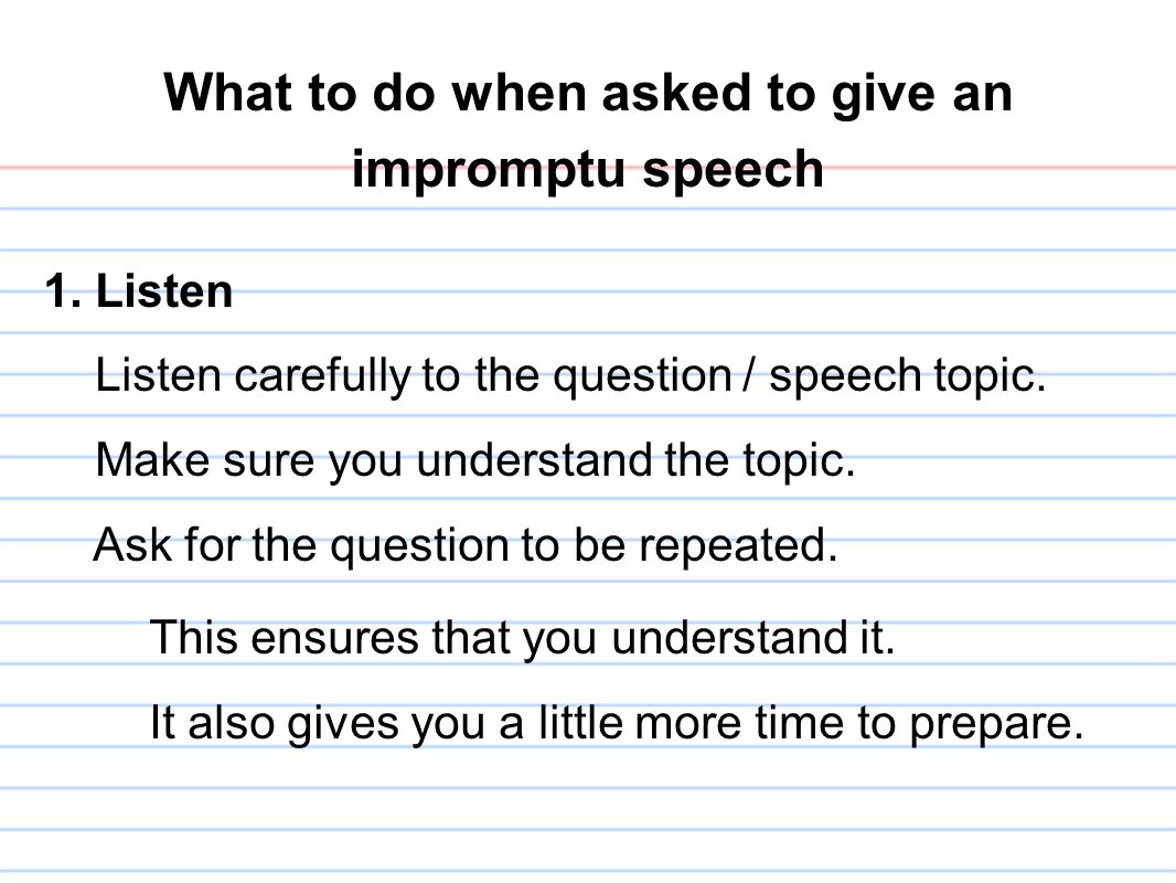 Sample of impromptu speech essay