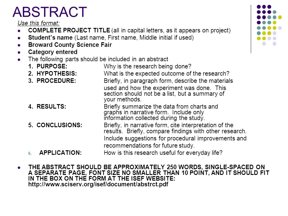 Science research paper abstract example