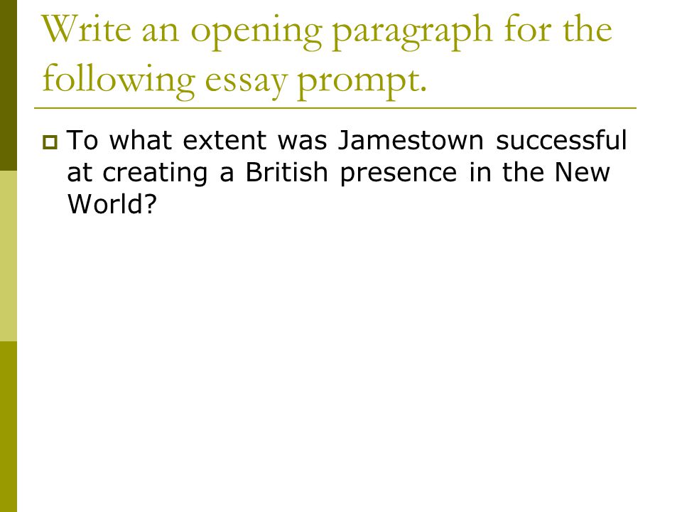 Jamestown Essay