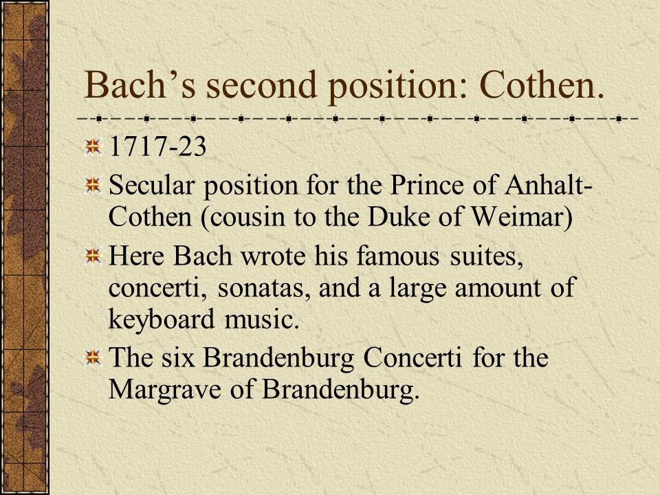 Weimar Bach, as a member of the patronage system was in fact considered the property of the Duke.
