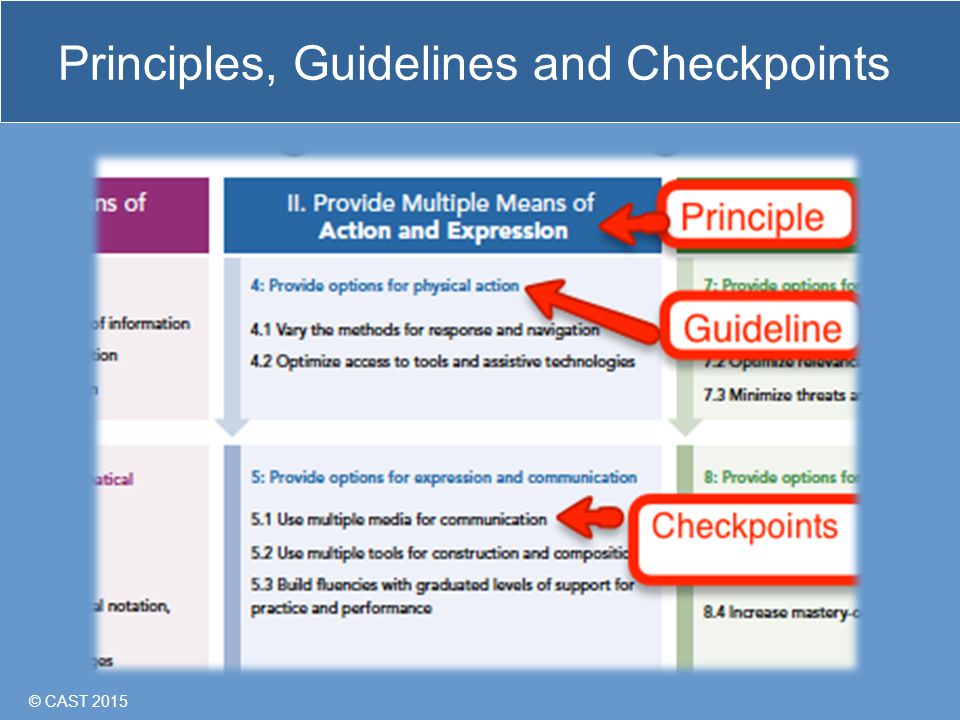 © CAST 2015 Principles, Guidelines and Checkpoints