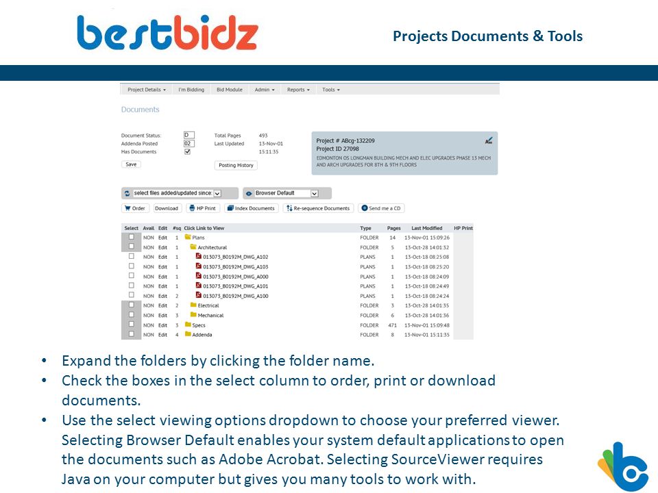 Projects Documents & Tools Expand the folders by clicking the folder name.