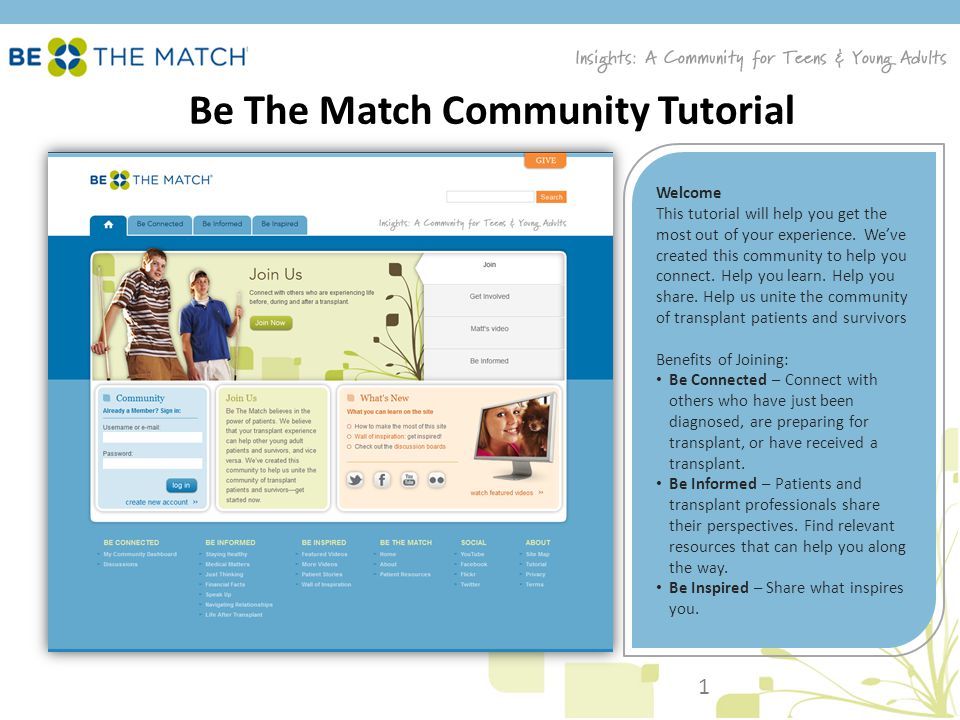 Be The Match Community Tutorial Welcome This tutorial will help you get the most out of your experience.