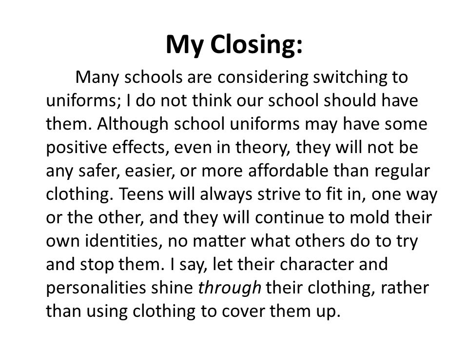 School uniforms persuasive essay intro