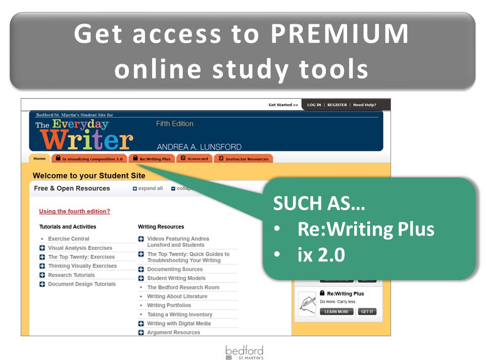 Get access to PREMIUM online study tools Get access to PREMIUM online study tools SUCH AS… Re:Writing Plus ix 2.0