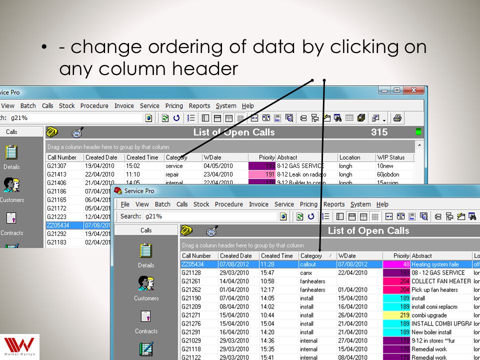 - change ordering of data by clicking on any column header