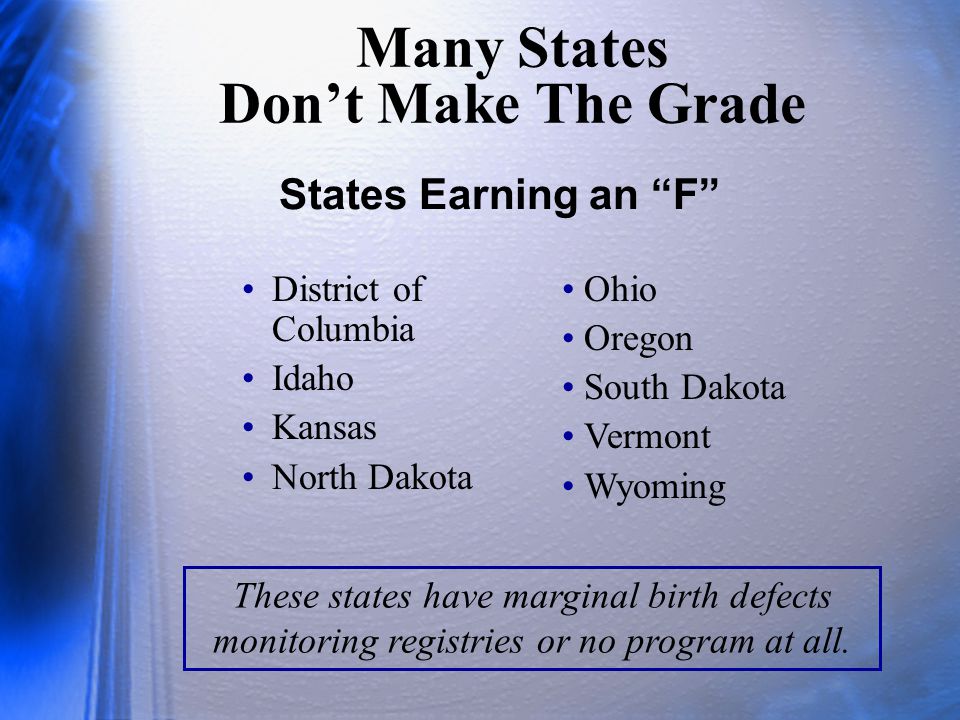 These states have marginal birth defects monitoring registries or no program at all.