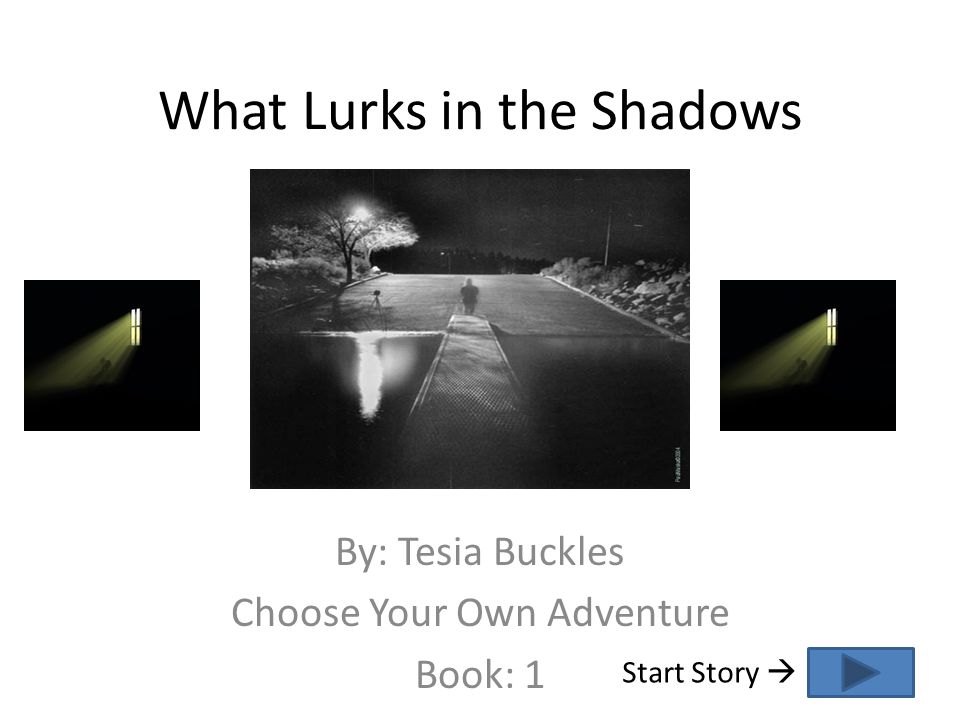 What Lurks in the Shadows By: Tesia Buckles Choose Your Own Adventure Book: 1 Start Story 
