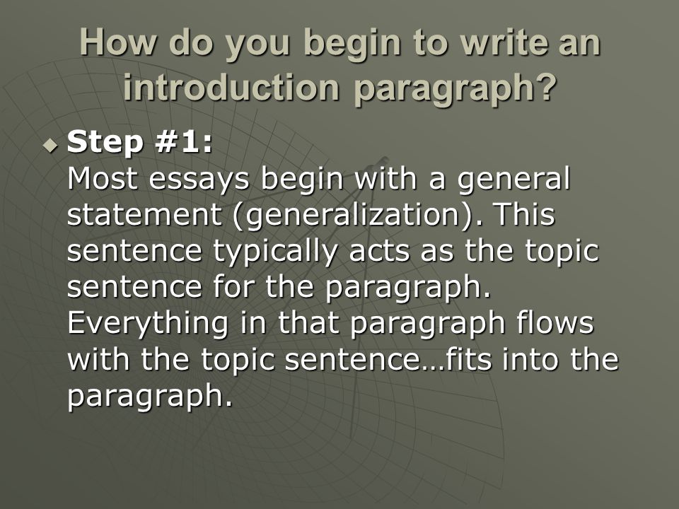 How do you begin to write an introduction paragraph.