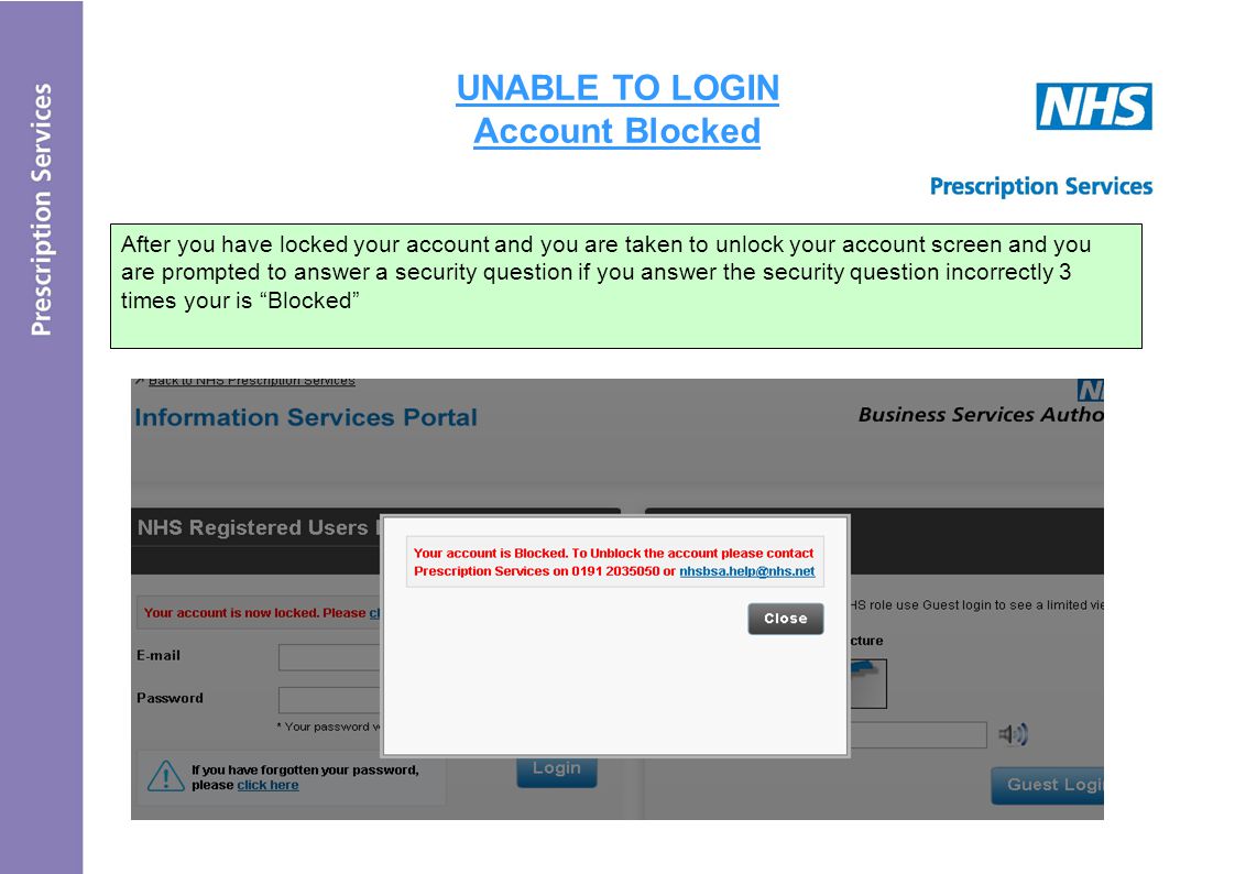 UNABLE TO LOGIN Account Blocked After you have locked your account and you are taken to unlock your account screen and you are prompted to answer a security question if you answer the security question incorrectly 3 times your is Blocked