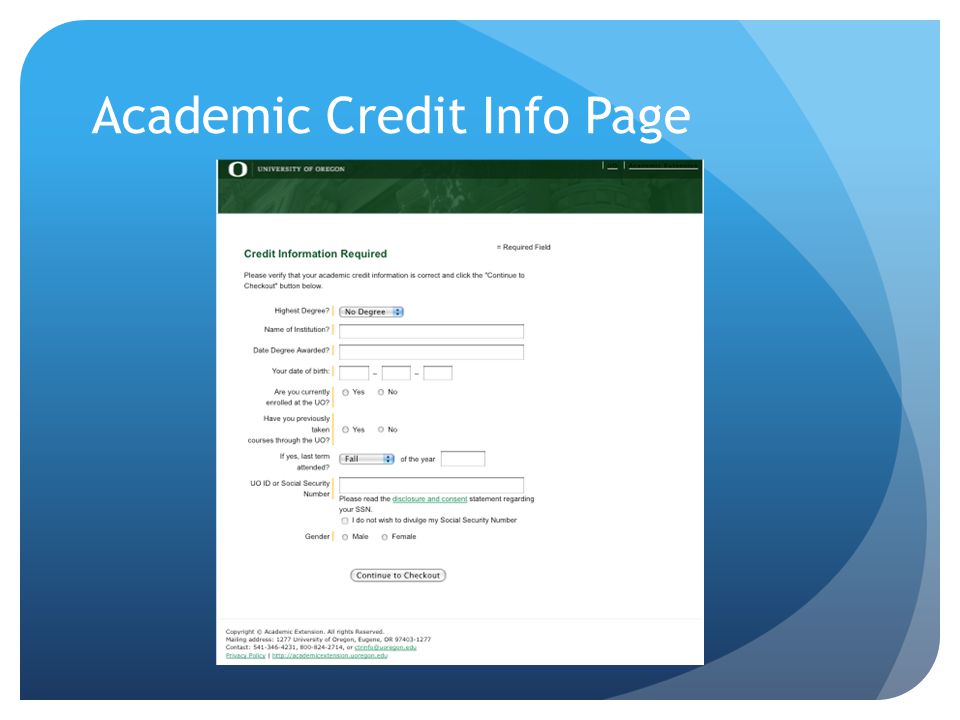 Academic Credit Info Page